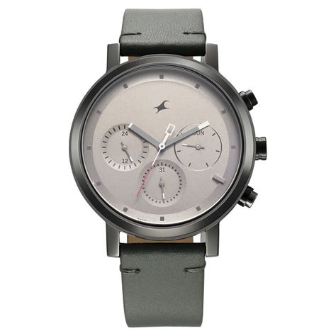 Buy Online Fastrack Tick Tock Quartz Analog Grey Dial With Grey Leather ...