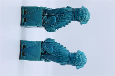 Pair of Porcelain Chinese Buddhist Temple Lions or Foo Dogs, circa 1900 ...