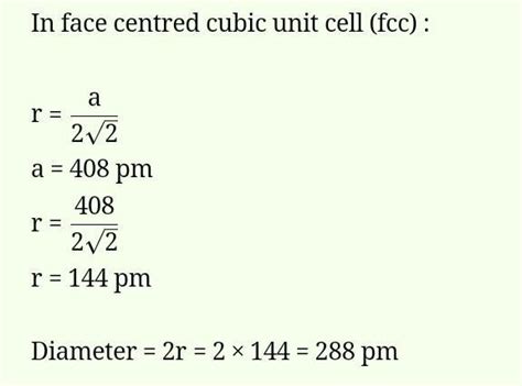 A metal crystallizes with a face centered cubic lattice. The edge ...