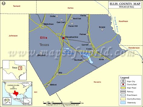 Ellis County Map | Map of Ellis County, Texas