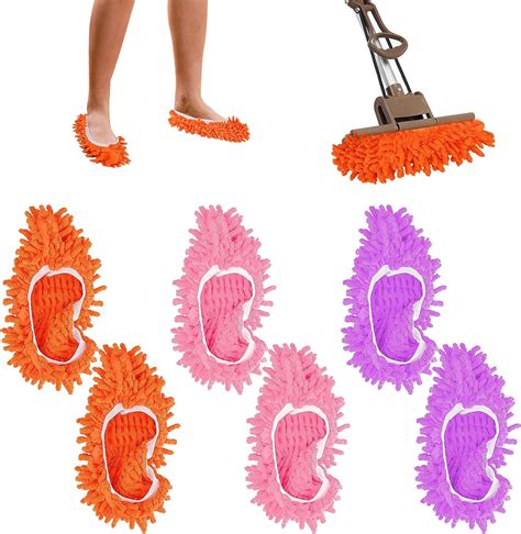 3Pairs Mop Slippers,Floor Cleaning Slippers Washable Dusting Mop ...