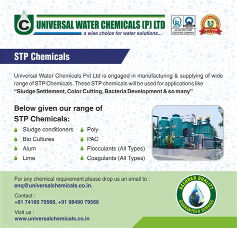 Wastewater Treatment Chemicals | Sewage Treatment (STP) Chemicals ...