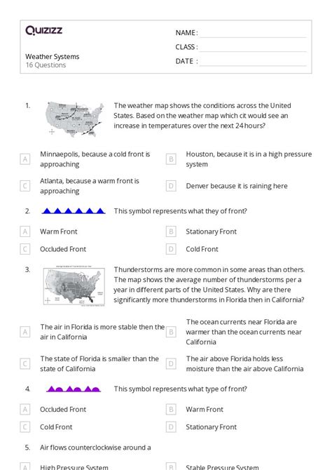 50+ atmospheric circulation and weather systems worksheets for 8th ...