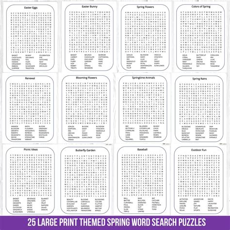 Image result for Large Print Spring Word Search Printable