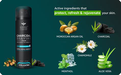 Bombay Shaving Company Charcoal Shaving Foam, 266 ml (33% extra) with ...