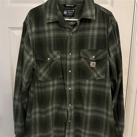 carhartt relaxed fit flannel size L - Depop