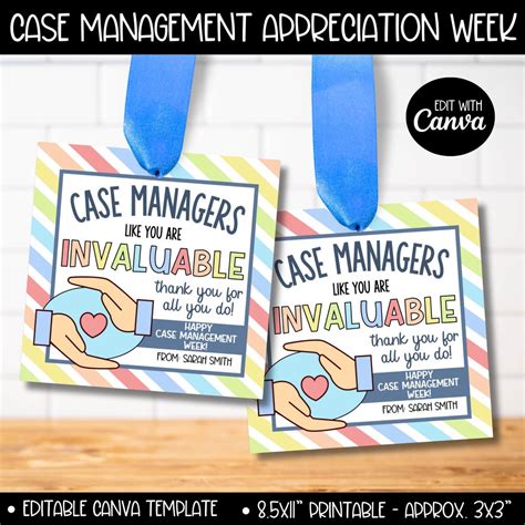 Case Manager Week Gift Tag, Case Resource Management Appreciation Week ...