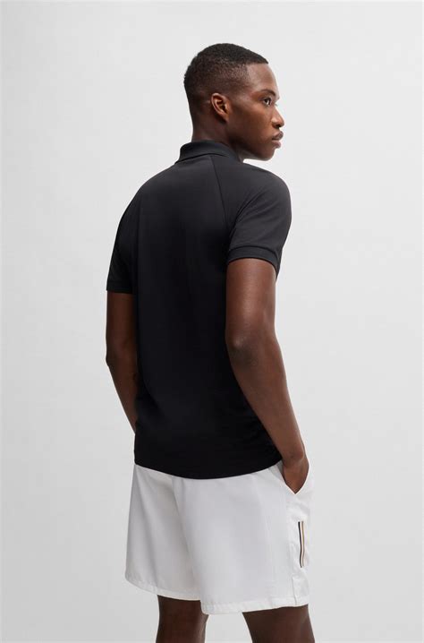 BOSS - BOSS x Matteo Berrettini waffle-fabric polo shirt - Black