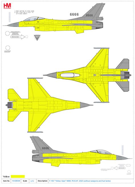 F-16V "Yellow Viper" 6666, ROCAF, 2023 (with 2 x AIM-9x, 1 x middle ...
