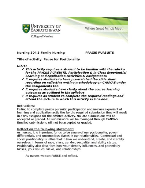 Positionality and family nursing -4 - Nursing 304 Family Nursing PRAXIS ...
