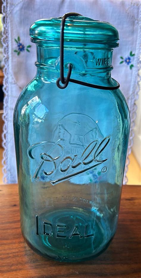 1976 Bicentennial Blue Glass Ball Ideal Half Gallon Jar. Eagle Emblem ...