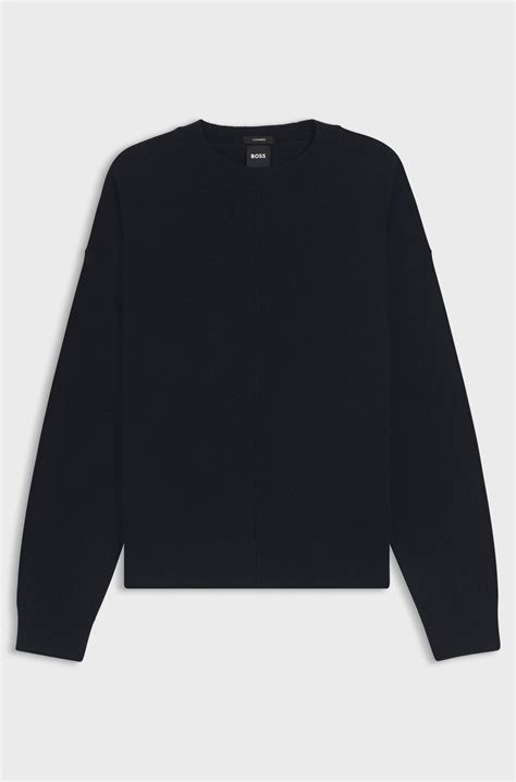 BOSS - Relaxed-fit sweater in 100% cashmere - Dark Blue