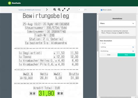 Receipts - Konfuzio Guide