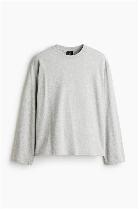 Men’s Gray melange Oversized Long-Sleeved Jersey Shirt | H&M CA