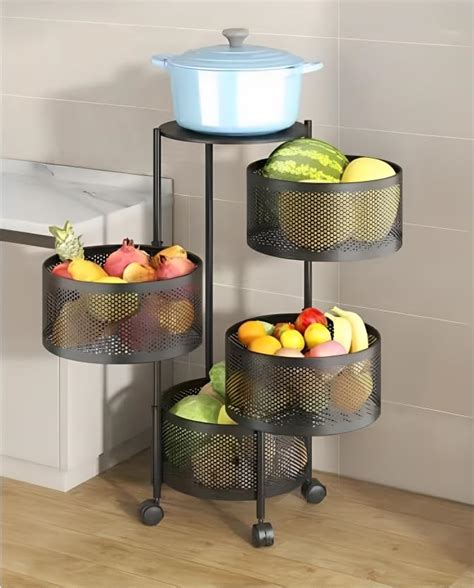 Kitchenwell Round Multi-Purpose Trolley Storage Organizer and Kitchen ...