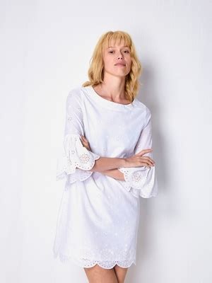 White Schiffli Shift Dress
