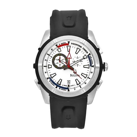 Bulova Men's 65B115 Black Rubber Silver Dial Yachting Watch : Amazon.in ...
