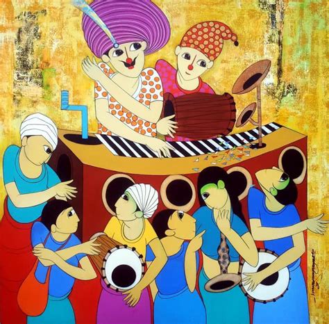"Funny Movement": Yellow Orange Acrylic Painting by Dnyaneshwar Bembade ...