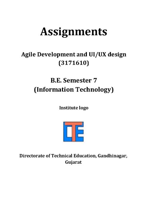 3171610 B.E. Sem 7 Agile Development Assignments - Studocu