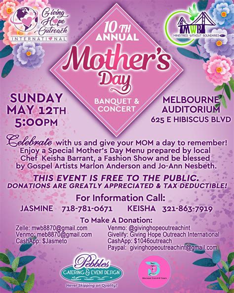 10th Annual Mothers Day Banquet & Concert, Melbourne Auditorium, 12 May ...