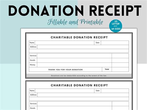 Charitable Donations Receipt Template
