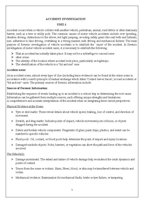 AI(Unit-1) - Forensic Analysis of Vehicle Accidents - Studocu