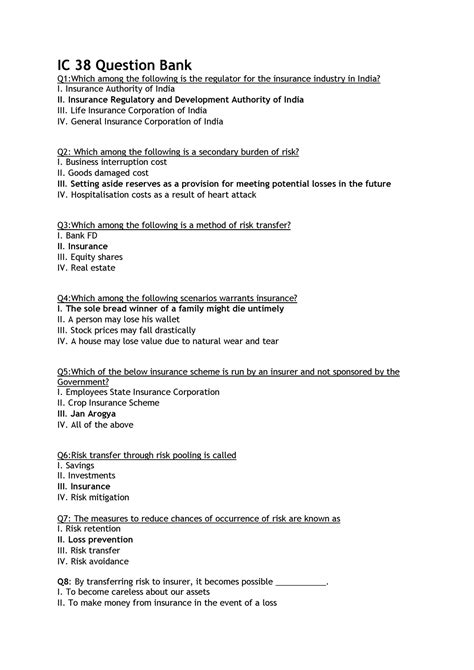 PNB - 3qwrweq3ee - IC 38 Question Bank Q1:Which among the following is ...