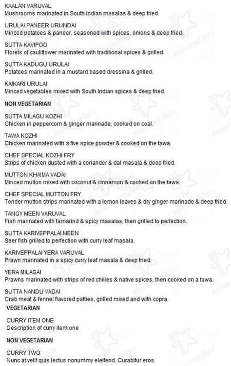 Menu at Cornucopia, Chennai, 13 first crescent