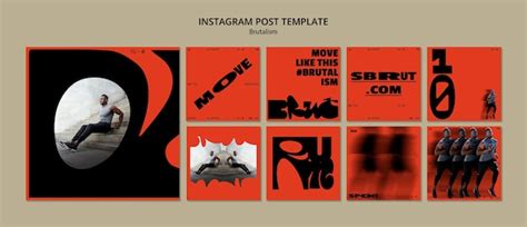 Brutalism style instagram posts template | Premium PSD