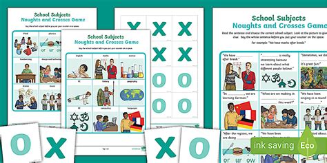 School Subjects Noughts and Crosses Game for Learners of EAL