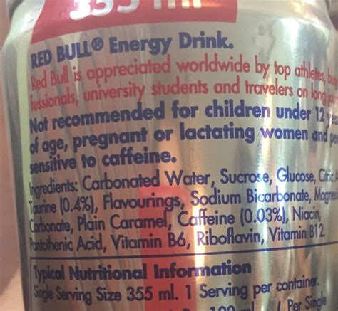 Red Bull Warning Label