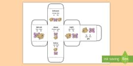 Time Prepositions Dice Net (teacher made) - Twinkl