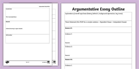 Argumentative Essay Outline for 6th-8th Grade