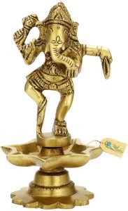 Kratidecor Dancing Ganesha Oil Wick Floor Diya Brass Table Diya Price ...