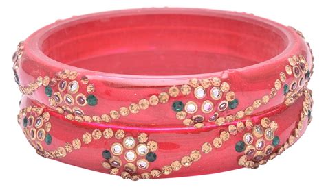 Buy Prince Handicraft Red Brass Bangle Set for Women (Size: 2.8, GB391 ...