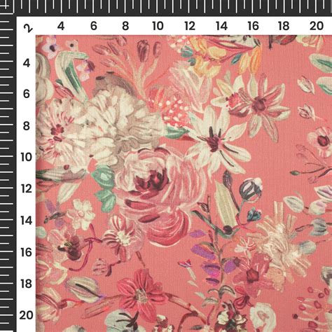 Punch Pink Floral Digital Print Chiffon Satin Fabric – Fabcurate
