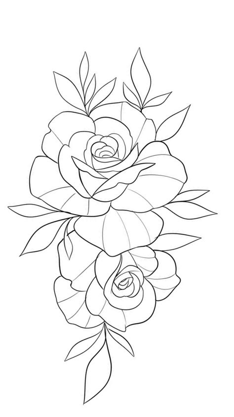 Rose Tattoo Stencil Outline