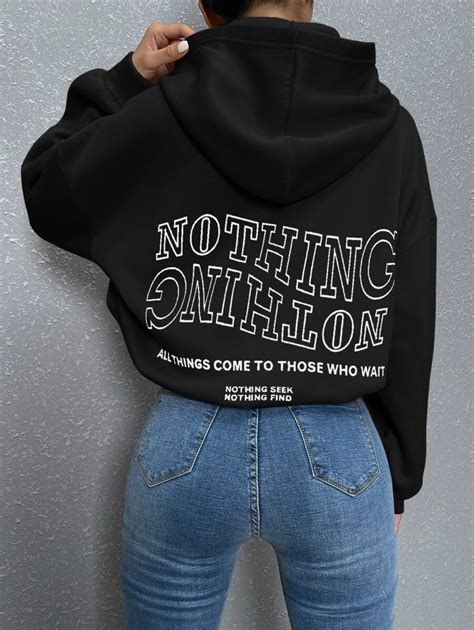 Flirla Slogan Graphic Drop Shoulder Hoodie | SHEIN USA