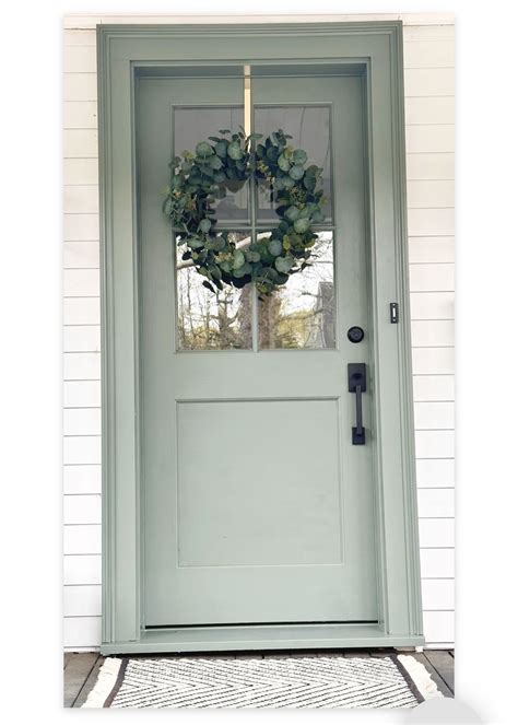 Green Front Door with Wreath
