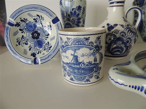 Blue and White Collection of Delftware Pottery Set of '7' For Sale at ...