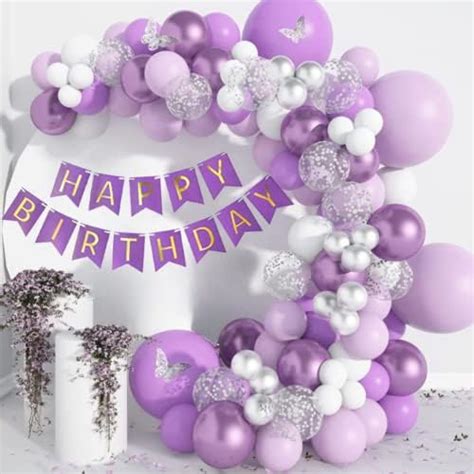 Party Town™ Party Town Purple and White Balloon Garland Kit with 65 ...