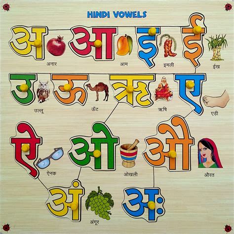 Webby Premium Wooden Hindi Vowels Object Match Educational Puzzle Toy ...