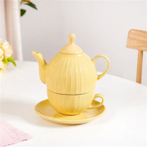 Ambrosia Stackable Ceramic Tea Set For 1 Yellow Online - Premium Tea ...