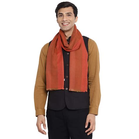 Buy Fabindia Red Wool Hand Woven Muffler | Free Size | 1.8m x 30cm at ...