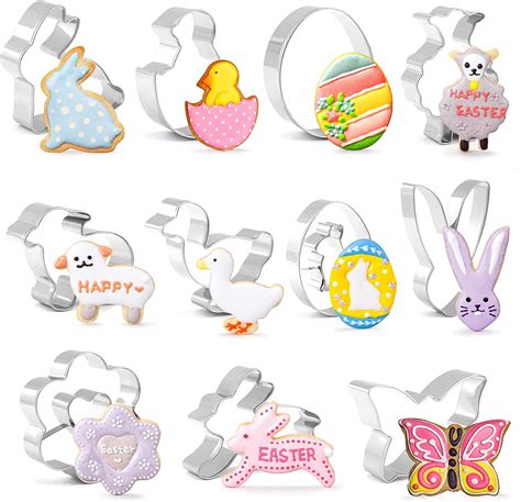 Naler 11 Pcs Easter Cookie Cutters Spring Theme Cookie Cutter Set for ...