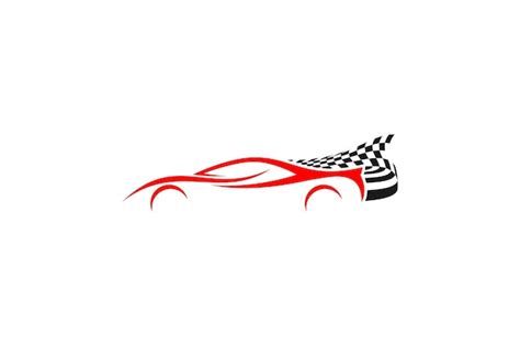 Silhouet lijn auto met wapperende vlag race finish vlag checker vlag ...