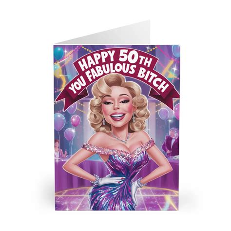 50th Birthday Card Happy Birthday You Fabulous Bitch | Gifty Print