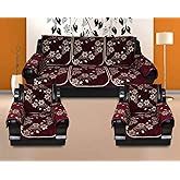 GOLDENIZ 7 Star Cotton Flower Printed Set of 5 Seater Sofa Cover with 6 ...
