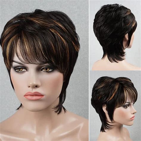 Pixie Cut Wig for Black Women 100% Virgin Human Hair None Lace Front ...