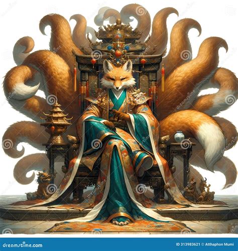 Nine-tailed Fox Emperor Commanding Presence in Traditional Chinese ...